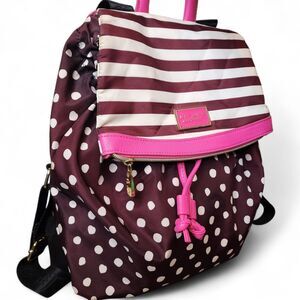 Betsey Johnson Polka Dot Backpack Pink Brown Medium Y2K Academia